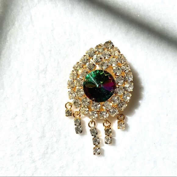 Jewelry - Vintage 80s Rhinestone Brooch